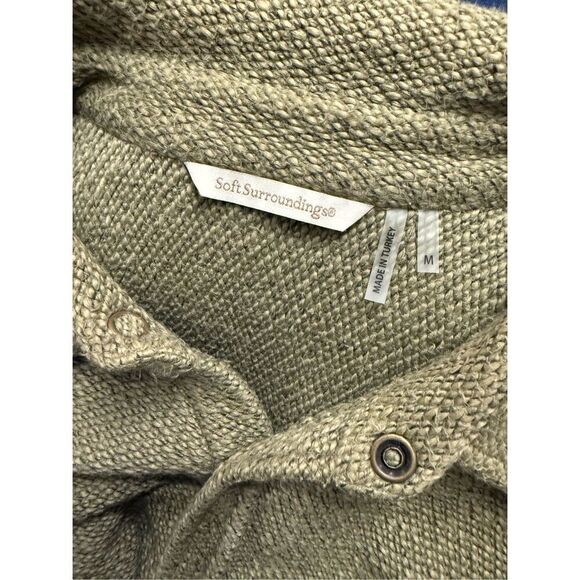 Soft Surroundings Olive Green Long Sleeve Snap Front Cardigan Size Medium - Picture 3 of 6